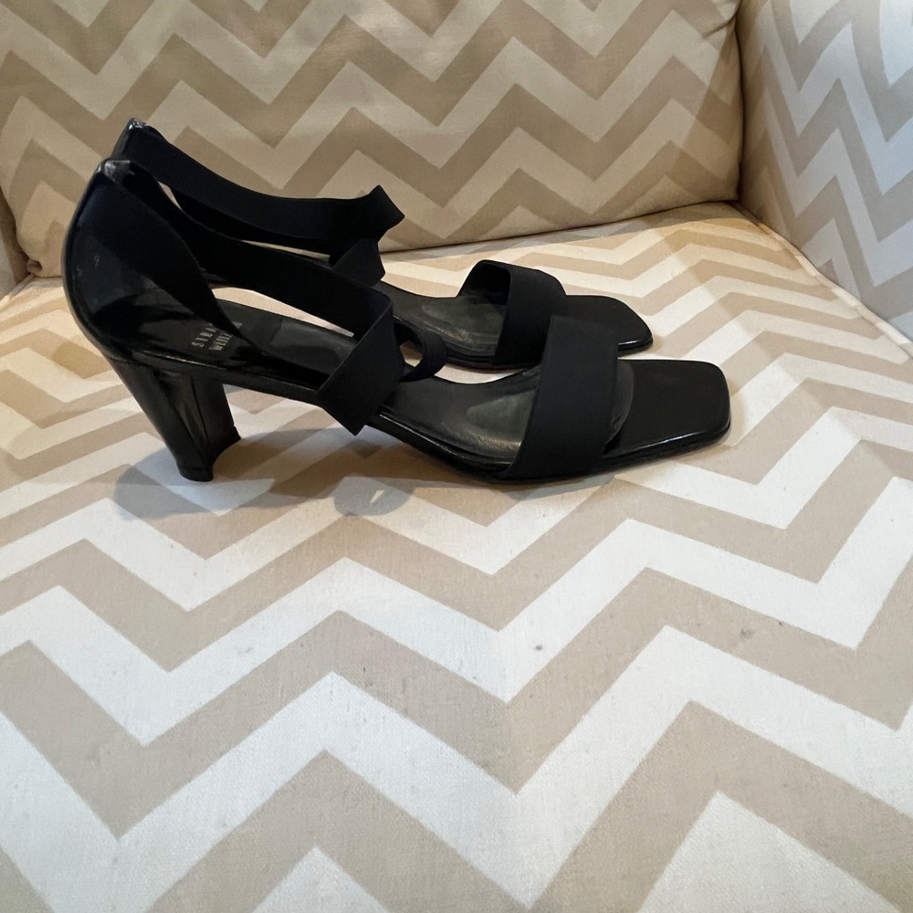 Stuart Weitzman Size 9 Black Strappy Block Heels - image 1
